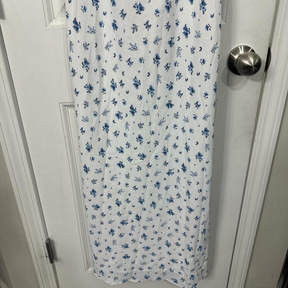 Cottage prairie coquette blue floral empire maxi dress. L - Picture 2 of 6